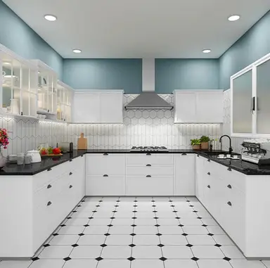 Black & White C-Shaped Kitchen