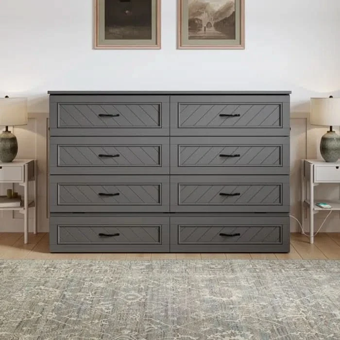 Senny Solid Wood Murphy Bed Desk 