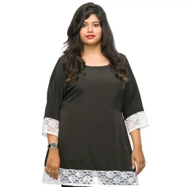 XXLLENT BLACK & WHITE LACE TUNIC