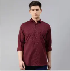 Millennial Mens Solid Red Cotton Full Sleeves Shirts