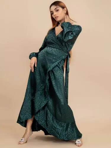 GREEN WRAP OVER MAXI DRESS
