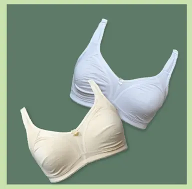Full Coverage "Cotton Cloud" Mastectomy Bra Set of 2 (Beige and White)