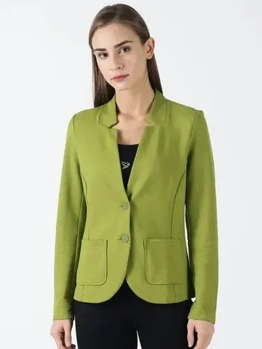 Women Solid Green Jacket