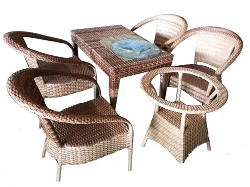 Wicker 4 Seater Outdoor Chair Table Set