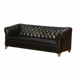 3 Seater Onyx Black Leather Sofa