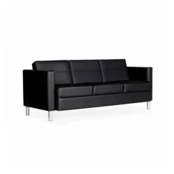 3 Seater Raven Black Leather Sofa