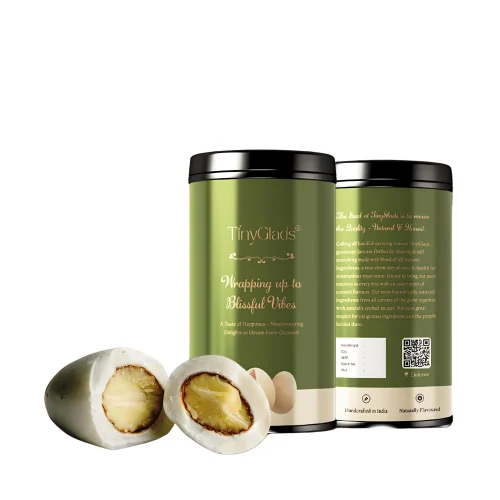 TinyGlads Chocolates Coated Elaichi Rabdi Almonds Chocolate Jar