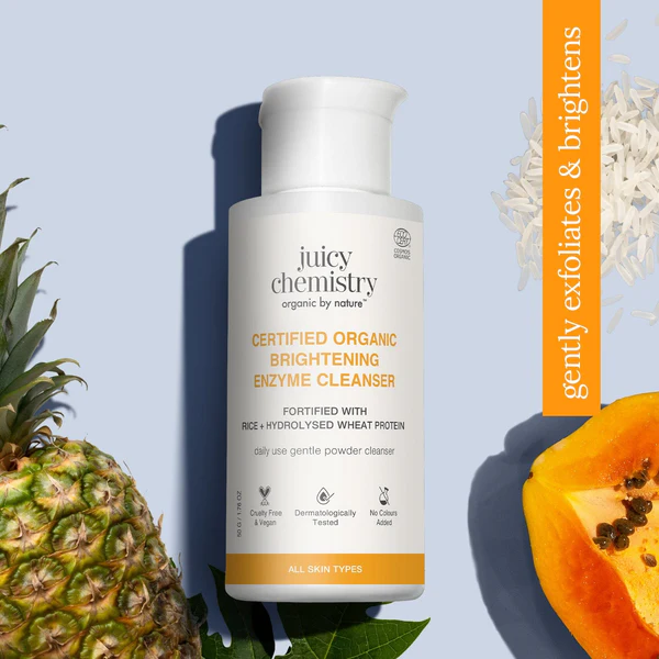 Certified Organic Brightening Enzyme Cleanser Fortified with Rice + Hydrolysed Wheat Protein