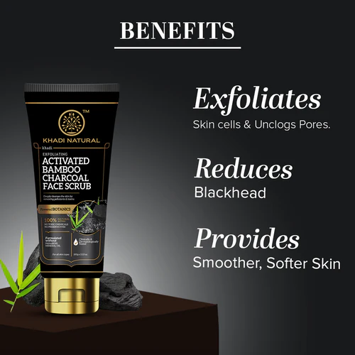 Khadi Natural Activated Bamboo Charcoal Face Scrub - 100gm