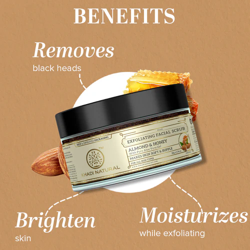 Khadi Natural Almond & Honey Facial Massage Gel with Scrub - 50gm