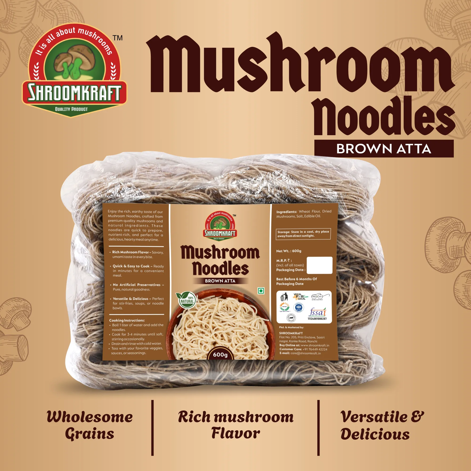 Mushroom Brown Atta Noodles