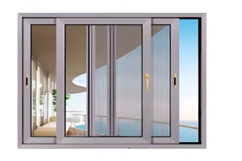 3 Track Grey Aluminum Sliding Window