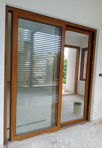 2 Track Brown Upvc Glass Sliding Door