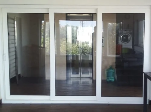3 Track White UPVC Glass Sliding Door